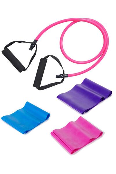 Tayzon رباط تمرين بيلاتيس متوسط المقاومة مع مقبض، مجموعة أربطة مقاومة بيلاتيس مكونة من 3 قطع