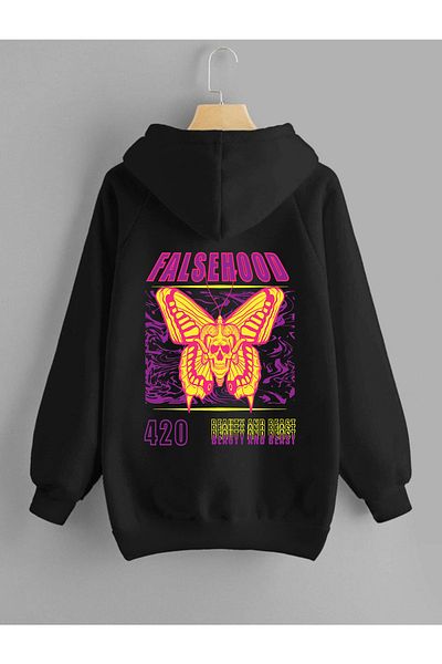 DEEPSENCE Unisex Oversize Hooded Sweatshirt Falsehood Print