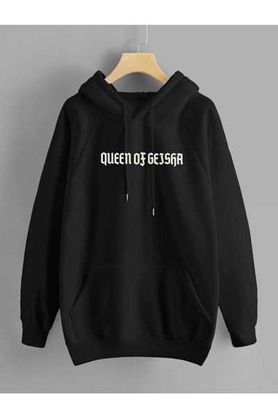 DEEPSENCE Unisex Oversize Hooded Sweatshirt Geisha Print