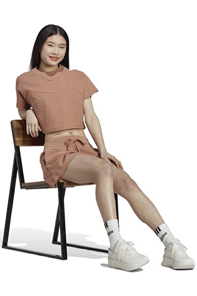 adidas Bisiklet Yaka Düz Açık Kahve Kadın T-shirt Hz1605 W Lng Lw Ft Tee