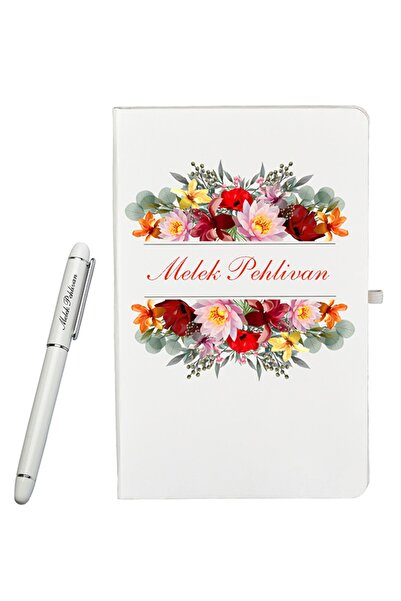 Bolbolhediye Arkadaşa Hediye Kişiye Özel Çiçek Desenli Defter Ve Kalem Hediye...