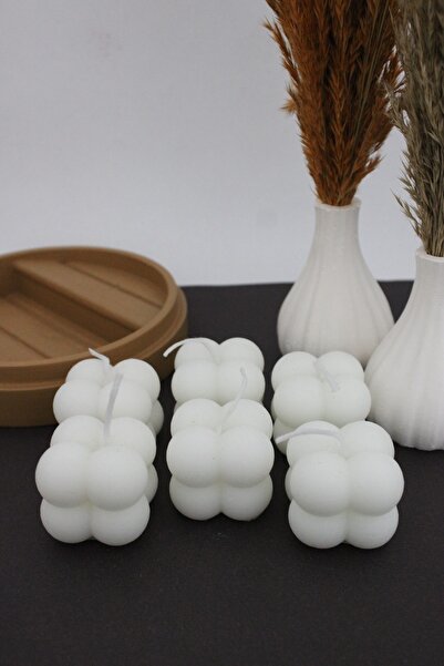 Bellaza Home Küçük Küp Bubble Şekilli 6'lı Soyawaxlı Ve Kokulu Mum (240gr)