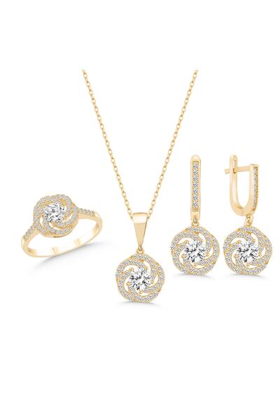 MODERN TAKI Kadın Takı Seti Gümüş Sarmal Modern Gold