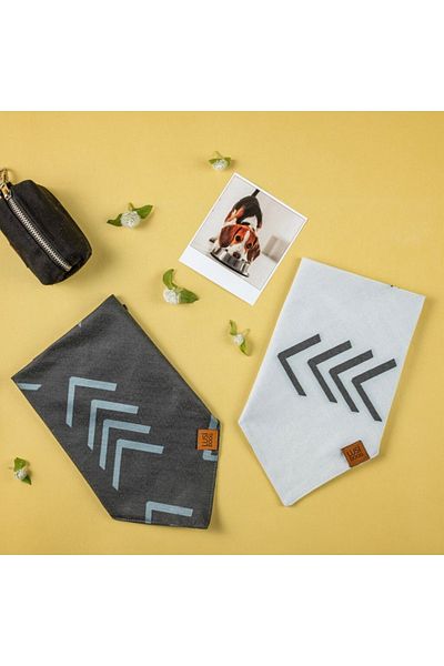 Lusi Doog Black Dog Scarf - Dog Bandana (SIZE S - M - L) Geometric Patterned