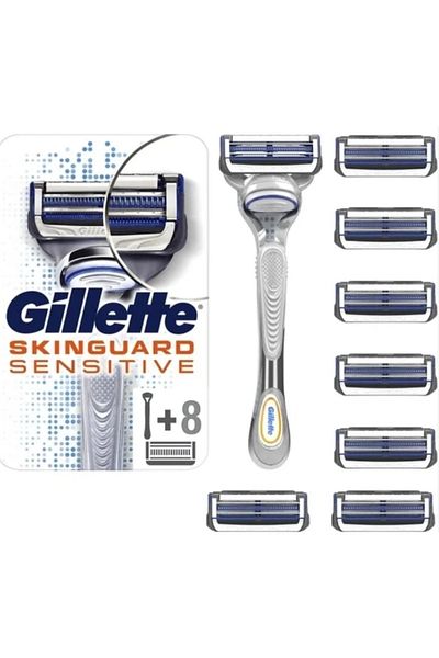 Gillette Skinguard Shaver + Spare Shaving Blade 8 Pieces