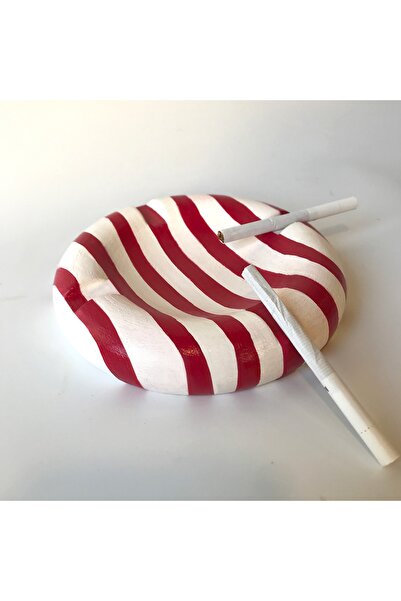 Studio Ays Striped Kırmızı Dekoratif Kül Tablası