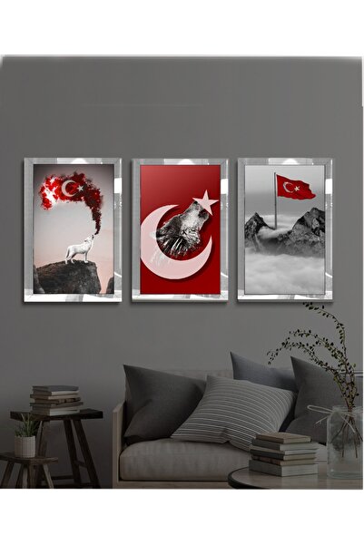 YOKTAYOK Pleksi Çerçeveli Ülkücü 3lü Tablo