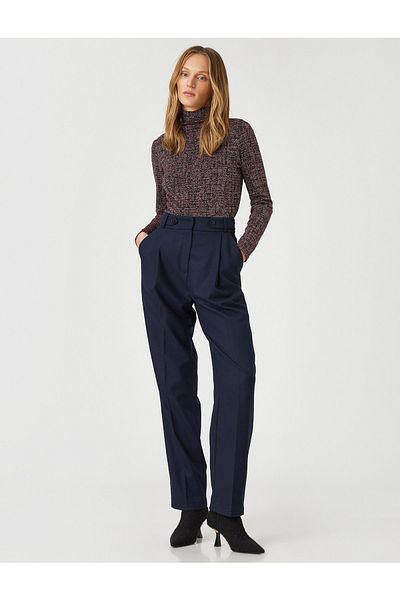 Koton Melis Ağazat X - Belt Detailed Pleated Carrot Trousers
