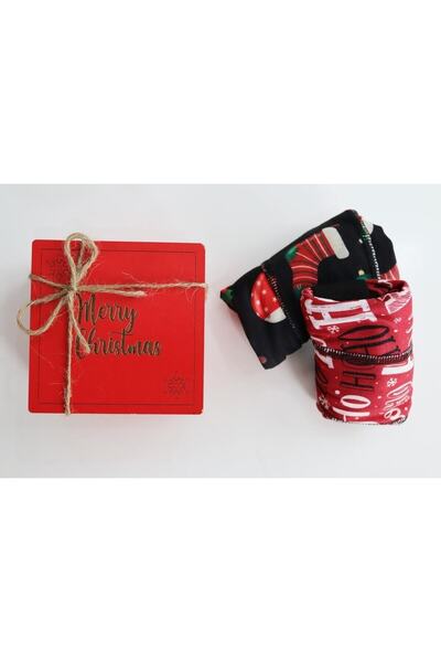 succy Özel merry cristmas kutusunda noel baskili 2 likit boxer seti
