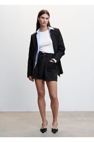 MANGO Woman Paperbag Denim Shorts