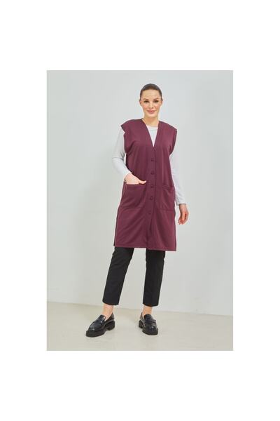 Fresh&Moda Жіноча довга туніка з кишенями та ґудзиками, великий розмір, трикотаж