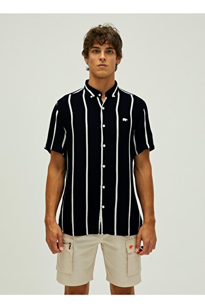 Bad Bear Çizgili Siyah Erkek Gömlek 21.01.30.015_sergıo Shırt