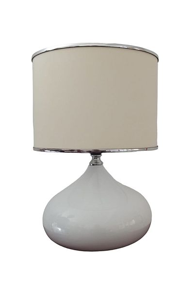 Art&Gift Serenay Metal - White Elite Lampshade, Silver Detailed Cream Headboard