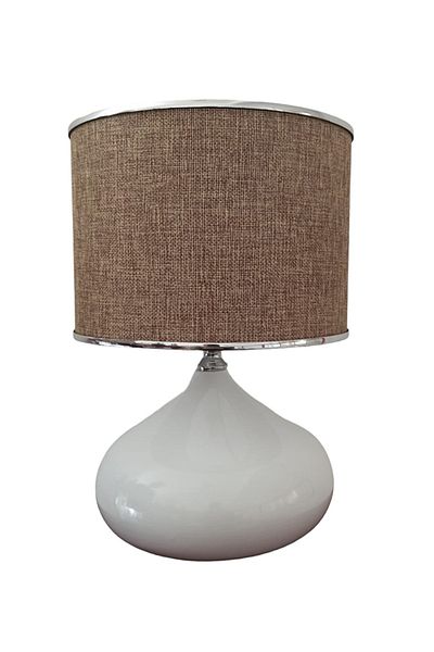 Art&Gift Serenay Metal - White Elite Silver Detailed Lampshade Beige Headboard