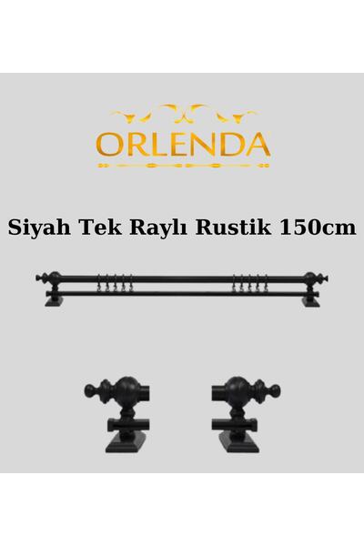 Orlenda Umeraș pentru perdea rustic din lemn negru - țeavă rustică cu o singură șină 150 cm