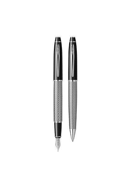 Scrikss Noble Fountain & Ballpoint Pen Set Black Chrome 35c