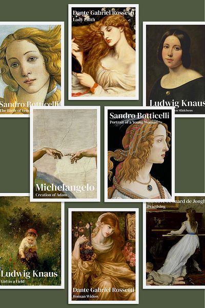Özer Store Set of 8 Famous Artistic Paintings Themed Decoration Cards