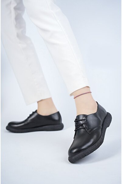 Deripabuc Genuine Leather Black Women's Leather Casual Shoes Trc-Cld1