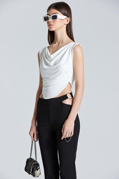boutiquen 2494 Bluză Ecru cu guler cu mâneci