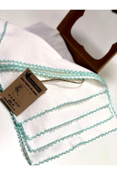 neocotton 100% памучна двуслойна бебешка кърпичка с плетена дантела (4 броя 22x30 см)