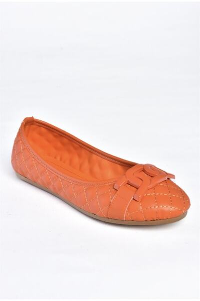 Fox Shoes P250005209 Balerini casual pentru femei cu cataramă matlasată portocaliu