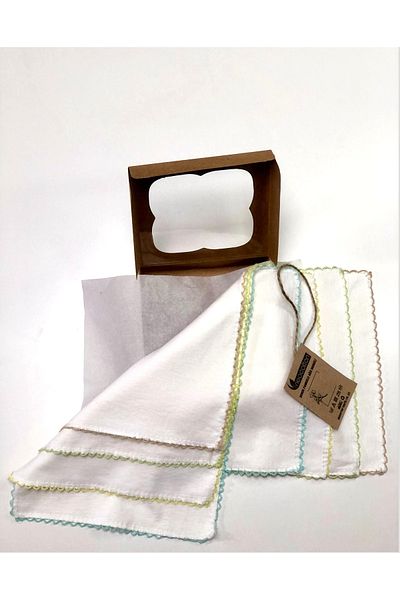 neocotton 100% Cotton Double Layer Crochet Embroidered Baby Wipes (4 Pieces 22x30 Cm)