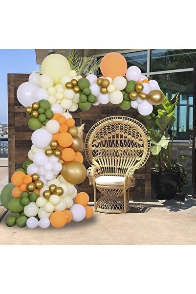 PARTİ SEPETİ Σετ Μπαλόνια με Αλυσίδα Πράσινη και Καφέ Χρώματος Μούχλας 3 Μέτρα