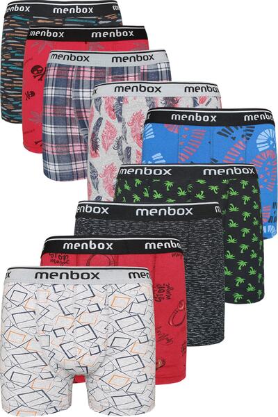 Meren Underwear Pack of 12 Mixed Color Cotton Lycra Patterned Men's Boxers