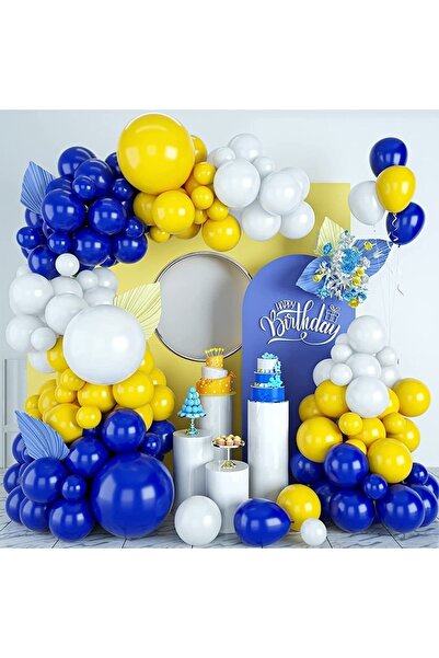 PARTİ SEPETİ Комплект жълти и тъмносини балони с верига, 3 метра