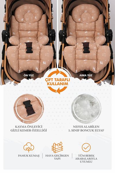 Umaybebek Orthopedic Baby Stroller Cushion with Waist Support, Cotton Fabric - Original Product
