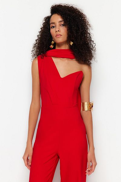Trendyol Collection Piros bélésű szőtt overál TPRSS23TU00042