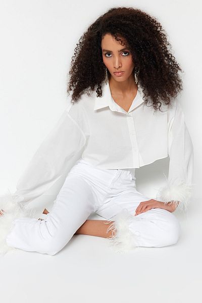 Trendyol Collection Ecru Otrish Poplin Shirt TPRSS23GO00004