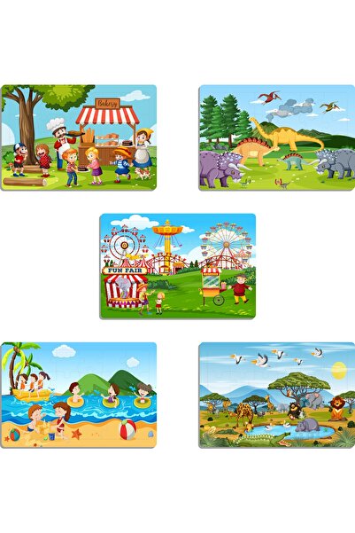 Ahtek Wooden Children's Puzzle Set of 5 (model-1)