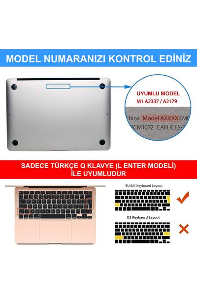 NovStrap Macbook Air M1 Çip A2337 A1932 A2179 13.3" Uyumlu Kılıf Cream Hard Shell Rubber Kapak