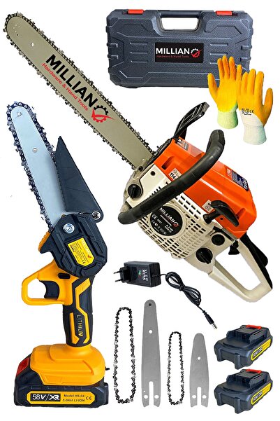 Millian Ağaç Kesme Motoru Benzinli Testere Ağaç Odun Kesme Hızar + 10-15 Cm Z...