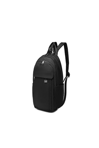 SMART BAGS Unisex Black Backpack Water Resistant Crinkle Fabric