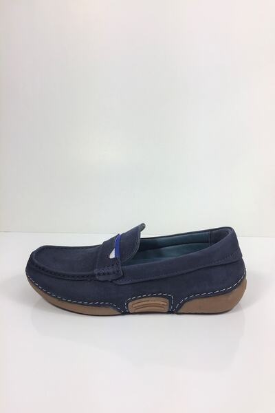 Tabak Deri Hakiki Deri Erkek Hafif Ve Yumuşak Giyimli Babet - Mavi