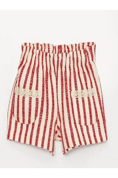 LC Waikiki Lcw Baby Square Collar Short Sleeve Striped Baby Girl Blouse and Shorts Set of 2