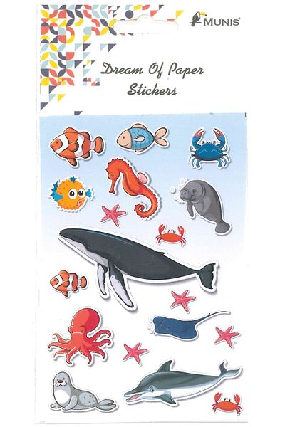 MUNIS Αυτοκόλλητο Sea Creatures Sea Animals (1 Φύλλο, Μέγεθος A6)