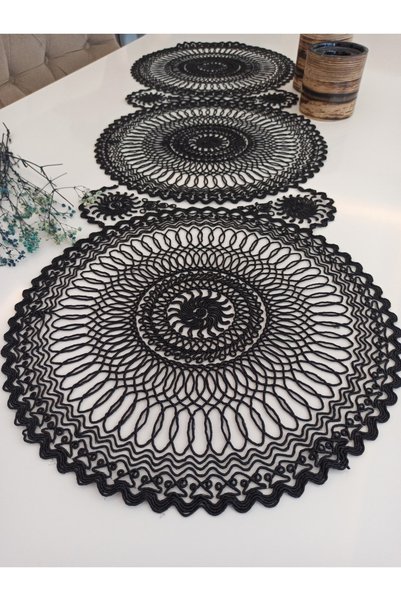 ŞENER HOME Kordone Covor de lux brodat - Negru clasic