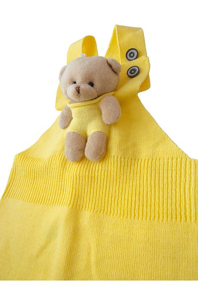 gogo bici Adjustable Knitted Jumpsuit with Teddy Bear Leggings Salopette Flexible Baby Kids