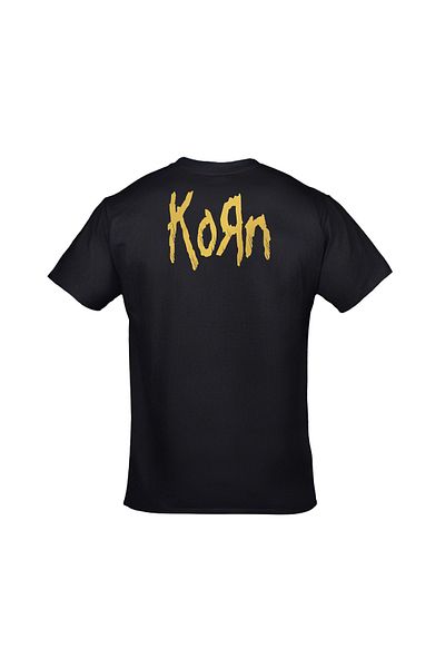 Orijin Tekstil Μαύρο μπλουζάκι Unisex με στάμπα Korn μπροστά και πίσω