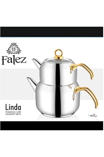 FALEZ Linda Gold Aile Boy Çelik Çaydanlık Seti Çaydanlık Seti Lnd 1002