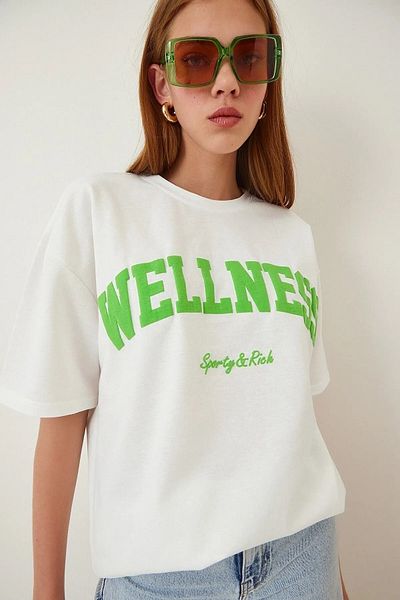 Keywest Wellness - Αθλητικό & εμπριμέ λευκό μπλουζάκι Oversize