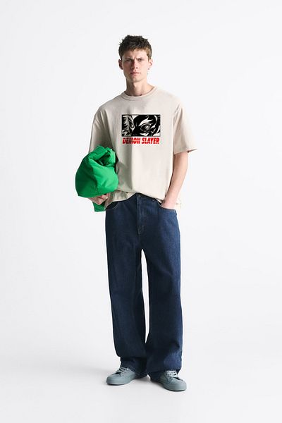 C&C OKULCUNUZ Unisex Demon Slayer Black Oversize Tshirt