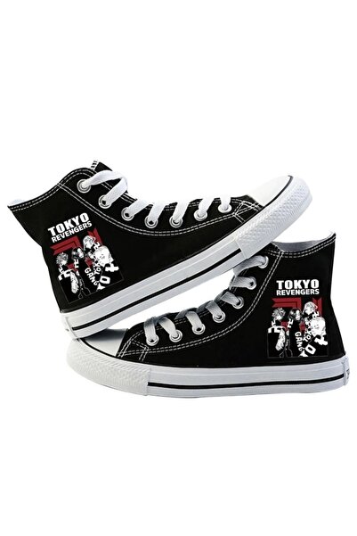 Violon Tokyo Revengers Boys Pattern Printed Unisex Black Canvas Model Shoes