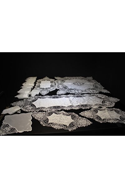 HUZUR ÇEYİZ Yunan Işi (FLOŞ IPLİK) 17 Parça Salon Takımı