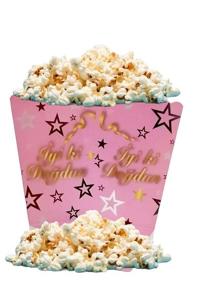 booddie Corn Box Happy Birthday Pink with Gold Star Pattern 8 Pack