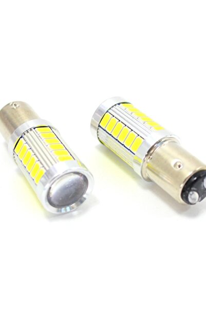 otopaspascım Beyaz Mercekli Led 93 Sinyal Stop Ampul 33 Led 12v Çift Duy Çapr...
