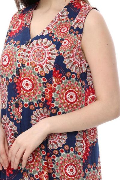 LİKAPA Αμάνικο βαμβακερό βισκόζη Άνετο φόρεμα Navy Blue Mandala